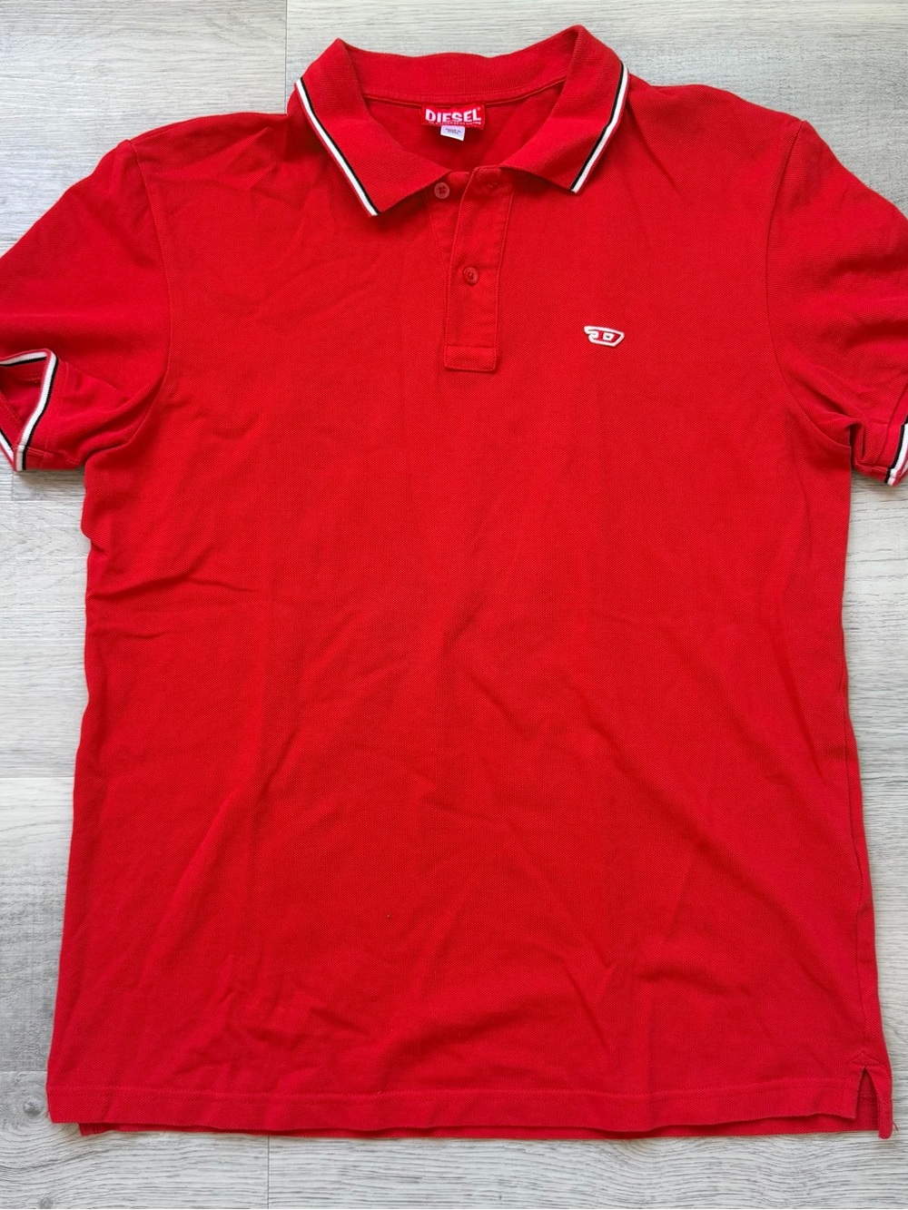 Diesel Red Men's Polo with Contrast Trim